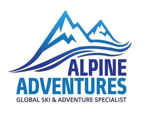 Logotipo da Alpine Adventures, montanhas azuis